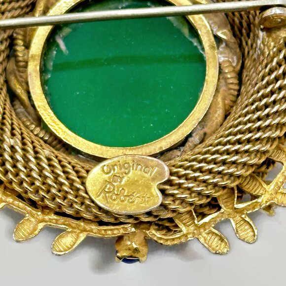 Vintage Brooch, Original by Robert, 50s, Gold Tone, MCM, Pendant, Woven Mesh - Picture 3 of 4